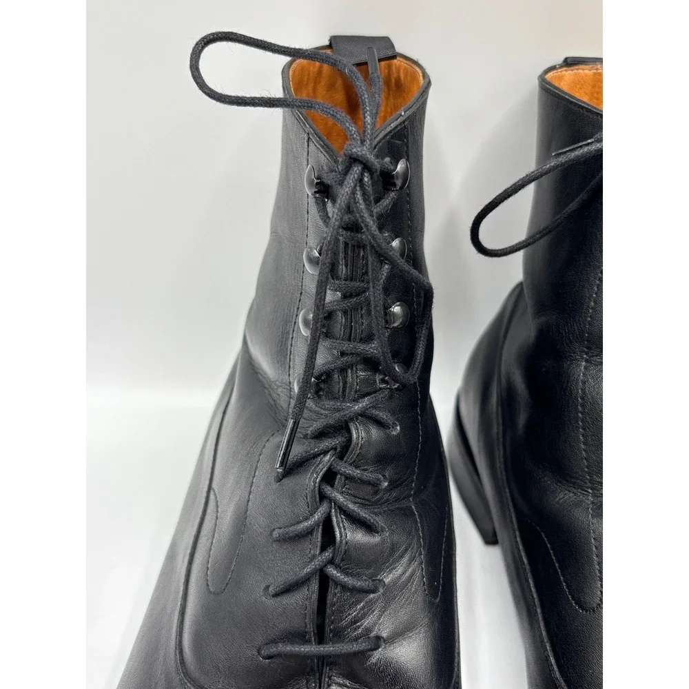 Beckett Simonon Men's Black Leather Cap Toe Lace-Up Dress Boots Size 11.5